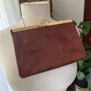 Vintage Elegant Brown Clutch‎ Bag Etra Genuine Leather
